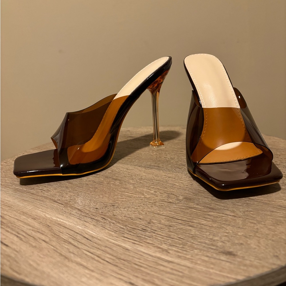Women’s brown “see through” heels in EUR size 38